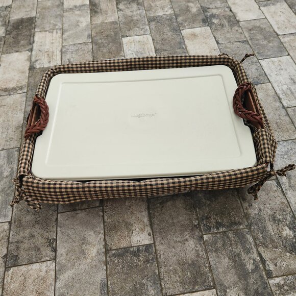 Longaberger Lined Hostess Serving Tray & Basket - Picture 1 of 7